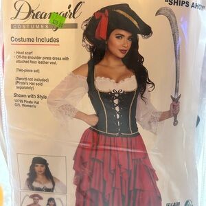 Dreamgirl Black and Red Pirate Costume for Kids
